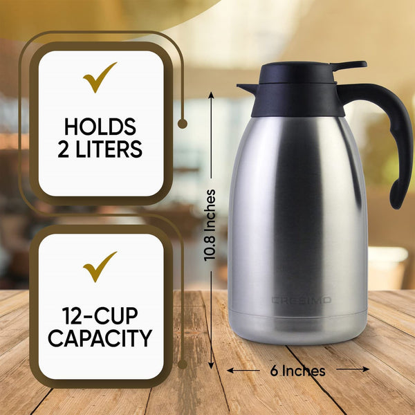 68oz 2L Thermal Coffee Carafe,Sus316 Double Walled Vacuum Coffee Caraf