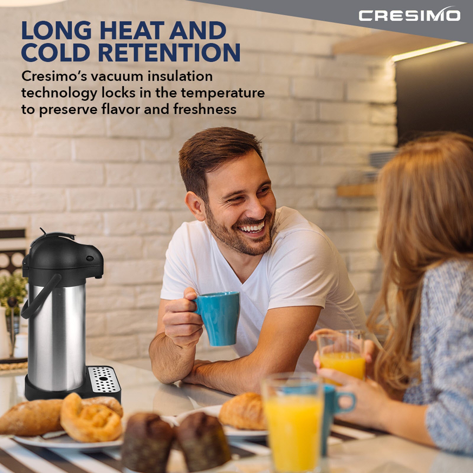 Cresimo 3 Liter Stainless Steel Thermal Airpot and Thermos