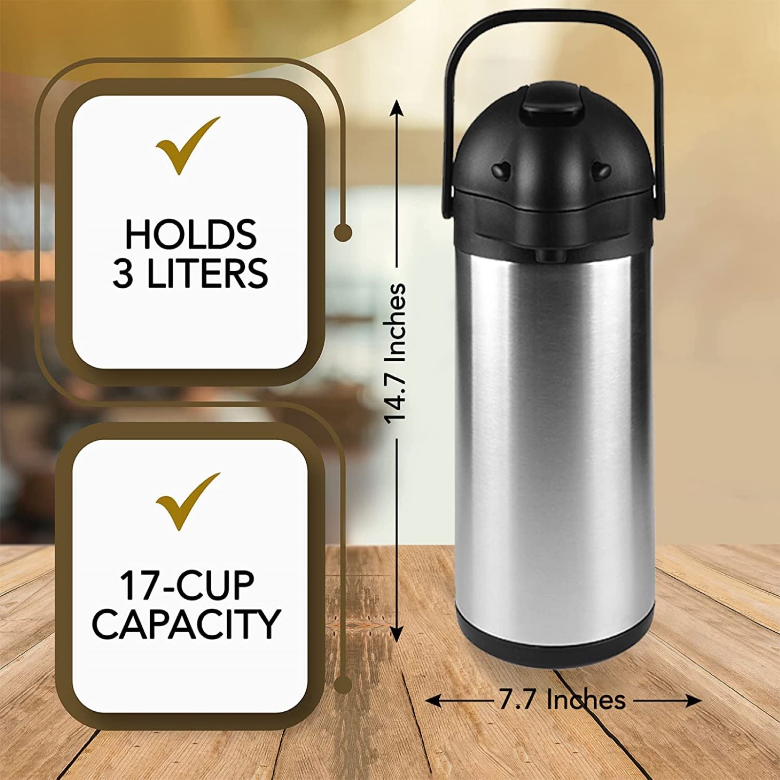  Coffee Carafe Dispenser with Pump - 101oz / 3L Airpot