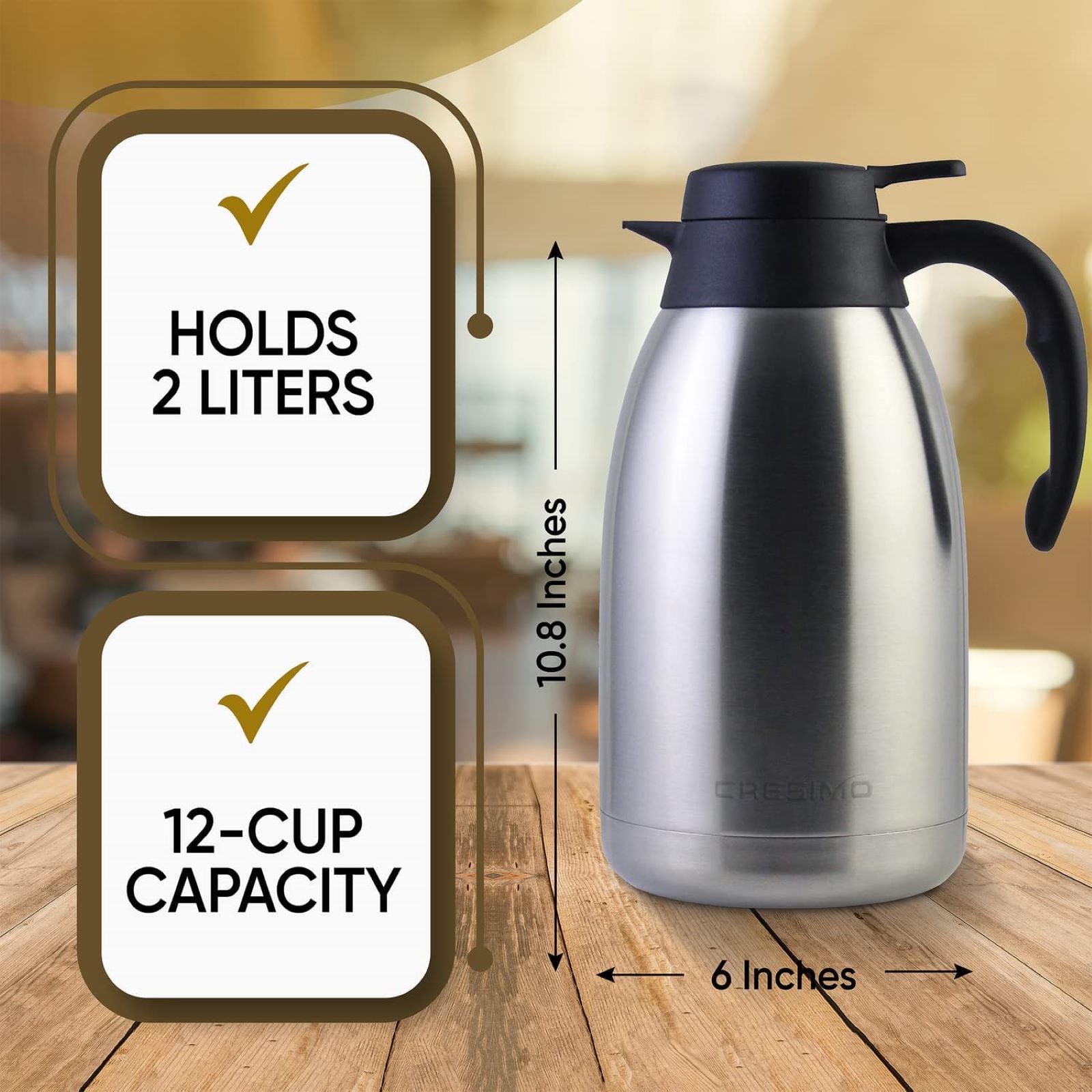 68 Oz Insulated Thermal Coffee Carafe Stainless Steel Double Walled Vacuum  Coffee Thermos, Hot Water, Tea, Hot Beverage Dispenser, Keep 24 Hour Heat